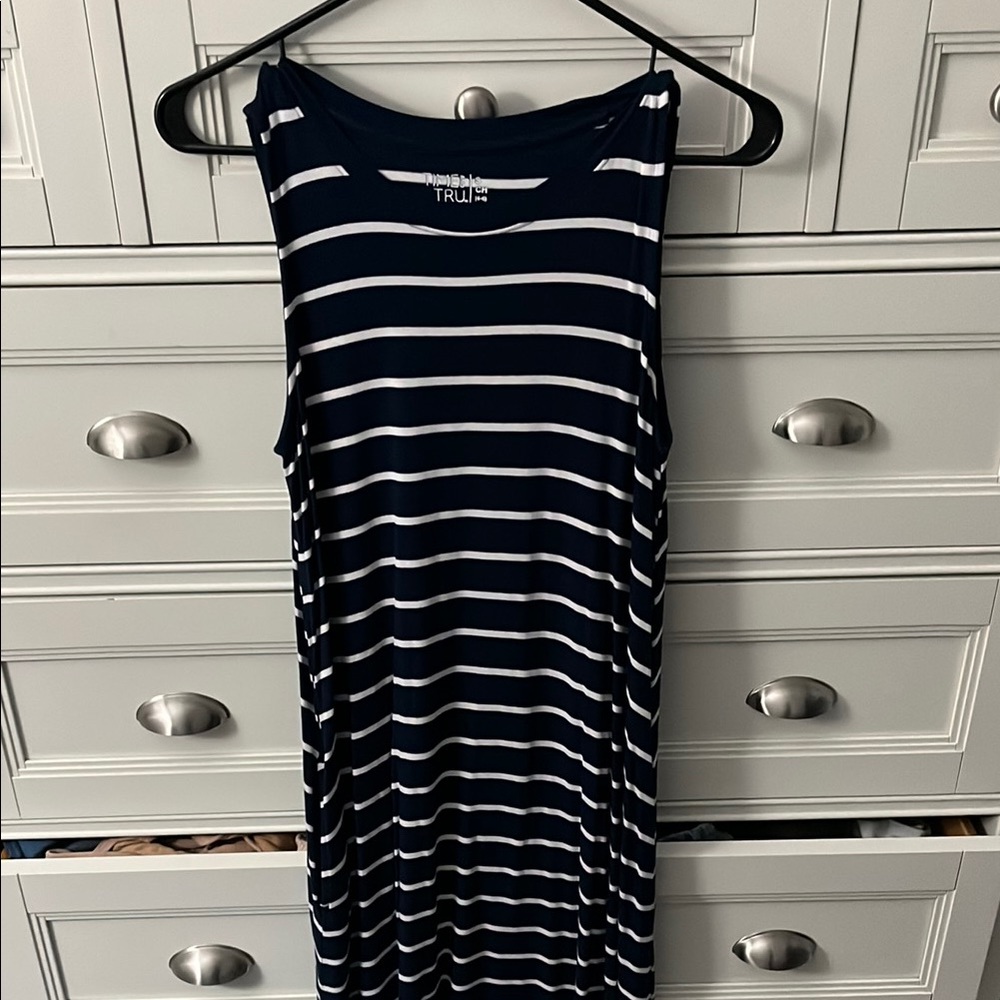 Time and Tru Navy Striped Women's Dress